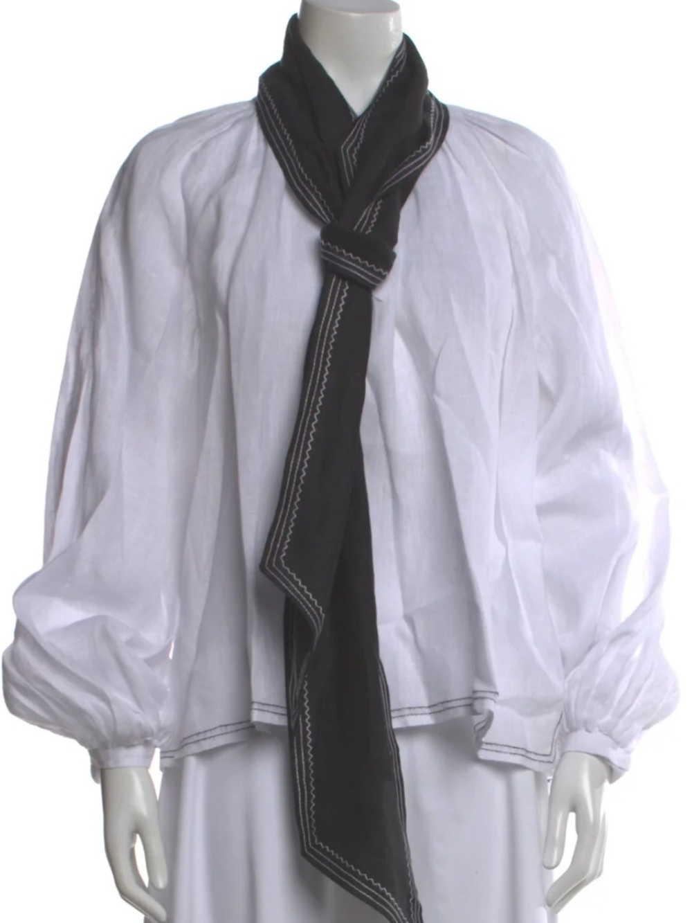 March 11 Black 100% Linen Long Sleeve Collared Blouse - Excellent Condition